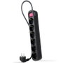 Nanocable Regleta de 6 Tomas con Interruptor, 1.4 m, Negro